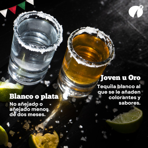 Tequila Blanco, Plata, Joven, Oro